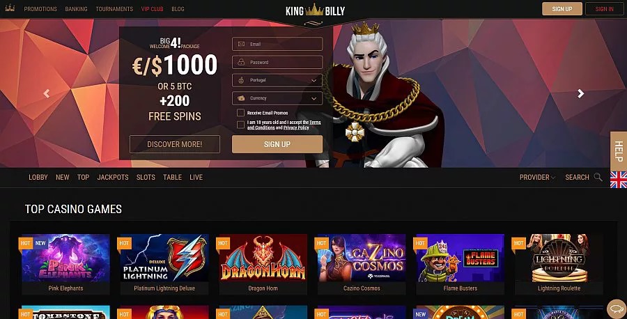 Play King Billy Casino with 10 € Bonus and Enjoy the Best Casino Games